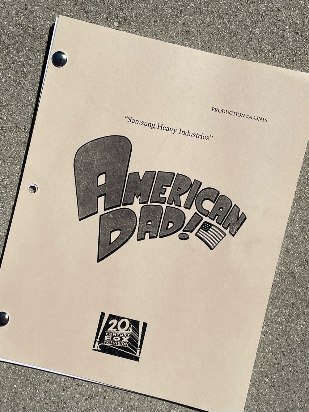 American Dad 2015 Samsung Heavy Industries Production Used Table Draft Script